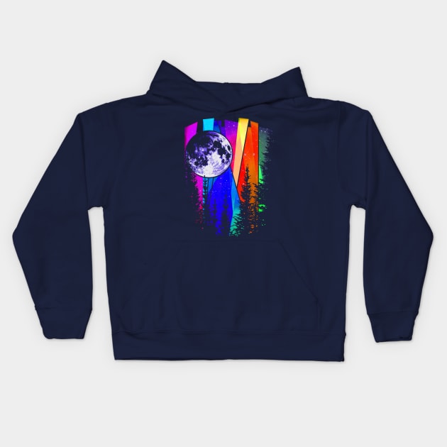 Northern Lights Moon Kids Hoodie by robotface